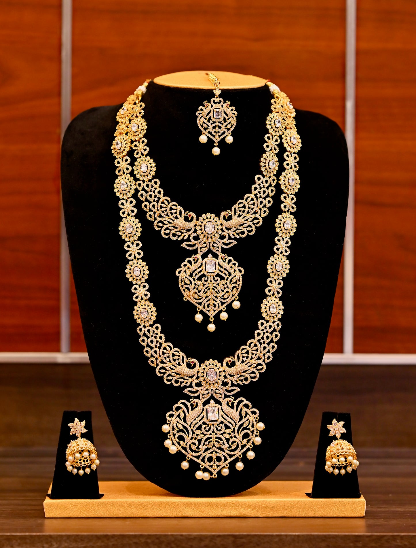 Sunset Radiance  - Golden Filigree and Pearl Elegance Jewellery Set